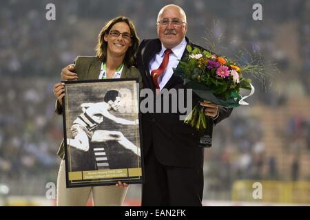 Bruxelles, Belgique. 05 Sep, 2014. L'athlétisme de l'IAAF Memorial Van Damme réunion. Gaston Roelandts et Tia Hellebaut © Plus Sport Action/Alamy Live News Banque D'Images