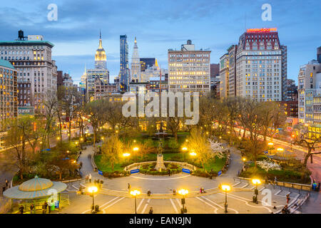La ville de New York, USA cityscape at Union Square à Manhattan. Banque D'Images