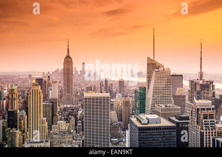 La ville de New York, USA city skyline de Manhattan. Banque D'Images