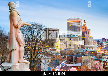 Providence, Rhode Island City skyline de Prospect Terrace Park. Banque D'Images