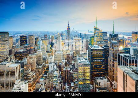 La ville de New York, USA city skyline de Manhattan. Banque D'Images