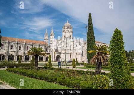 Jardin impérial et le monastère des Hiéronymites, Belém, Lisbonne, Portugal Banque D'Images