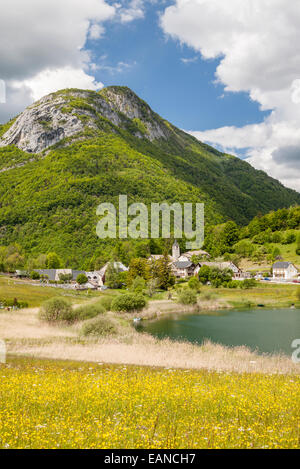 Le Lac de la Thuile, dans le Parc Naturel du Massif des Bauges, Savoie, Rhône-Alpes, France Banque D'Images