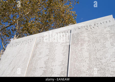 Les noms des soldats tombés Mémorial de la côte Est de Manhattan, New York, USA Banque D'Images