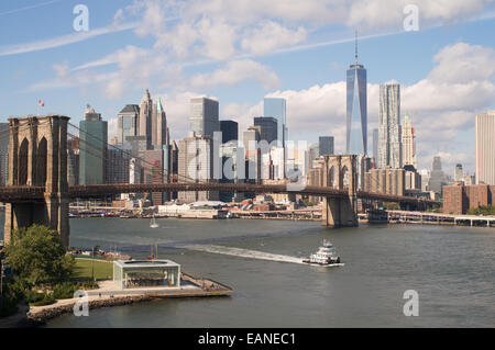 Pont de Brooklyn et Manhattan vu depuis Brooklyn, New York, USA Banque D'Images