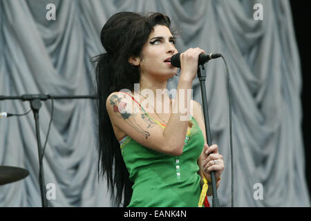 Amy Winehouse effectue à Glastonbury 2007, 21 juin 2007. Banque D'Images