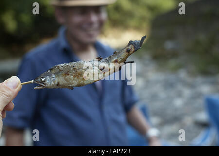 Close up d'un poisson grillé. Banque D'Images