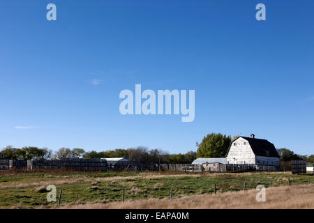 Grange traditionnelle à la ferme de la Saskatchewan en milieu rural au Canada Banque D'Images