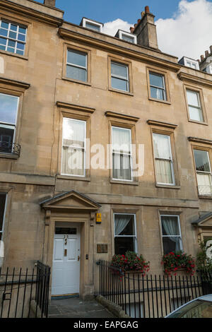 Extérieur / avant / à l'extérieur de 25 Gay Street, BATH ; la maison où Jane Austen a vécu. Ville de Bath, Somerset, Royaume-Uni. Banque D'Images