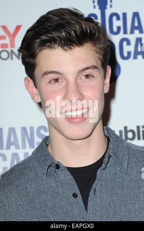 New York, NY, USA. 18 Nov, 2014. Shawn Mendes au niveau des arrivées pour les musiciens sur appel 15e anniversaire, Espace, New York, NY, 18 novembre 2014. Credit : Kristin Callahan/Everett Collection/Alamy Live News Banque D'Images