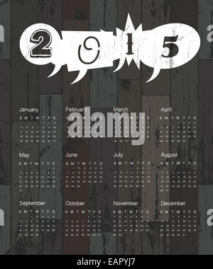 Calendrier 2015 sur fond de bois. Vector