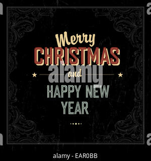Joyeux Noël vintage design de carte. Vector Banque D'Images