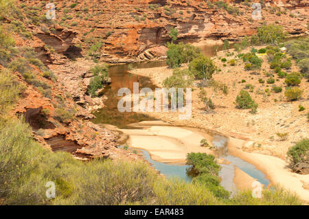 Vue depuis le belvédère de boucle, Kalbarri NP, WA, Australie Banque D'Images