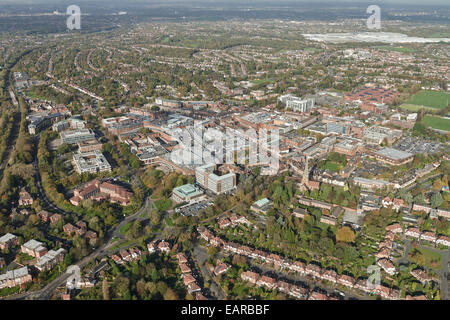 Une vue aérienne du centre de Solihull, une ville dans les Midlands de l'Ouest Banque D'Images