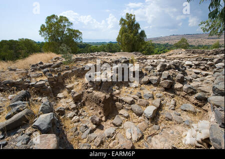 Ruines de maisons dans le village biblique de Bethsaïde, qui est situé à environ 2 kilomètres du lac de Galilée Banque D'Images