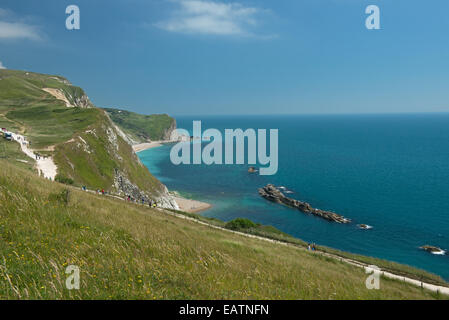 St Oswald's Bay, à partir de la falaise au-dessus de Man O'War Cove, Dorset, England, UK Banque D'Images