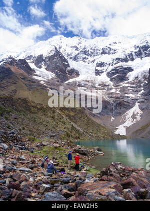 Lago humantay, le glacier humantay et montaña humantay, près de soraypampa, Pérou Banque D'Images