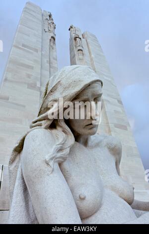 Canadian National Vimy Memorial, France.dédié à la Force expéditionnaire canadienne) qui ont été tués au cours de la première ne Banque D'Images