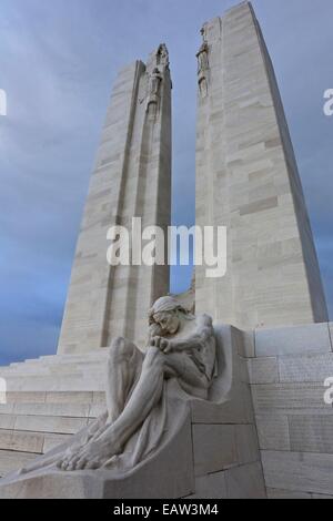 Canadian National Vimy Memorial, France.dédié à la Force expéditionnaire canadienne) qui ont été tués au cours de la première ne Banque D'Images