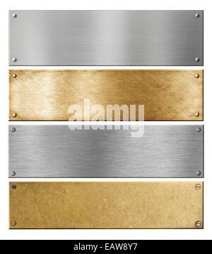 L'argent et des plaques de métal ou de plaques de laiton avec rivets set Banque D'Images