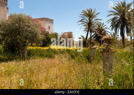 Les terrains du château 14c de Donnafugata, près de Raguse, Sicile, Italie Banque D'Images