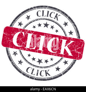 Cliquez sur red grunge textured vintage timbres isolés Banque D'Images