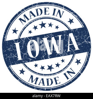 Faites en Iowa ronde bleu grunge stamp isolés Banque D'Images