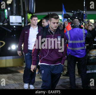 18 novembre 2014 - Glasgow, Royaume-Uni - England's Jack Wilshere arrive..- International Friendly - l'Ecosse contre l'Angleterre- Celtic Park - Glasgow - Ecosse - 18 novembre 2014 - Photo David Klein/Sportimage. Banque D'Images