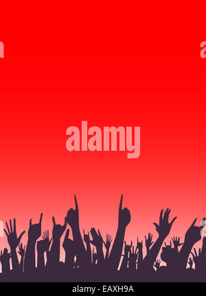 Les mains levées dans l'air lors d'un concert Banque D'Images