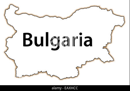 Carte du pays de la Bulgarie isolé sur fond blanc Banque D'Images