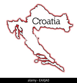 Carte du pays la Croatie sur un fond blanc Banque D'Images