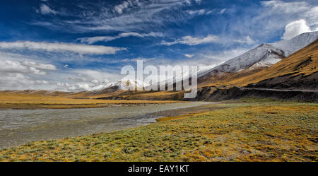 Rivières et cours d'eau sur le plateau tibétain, province de Qinghai, Chine Banque D'Images