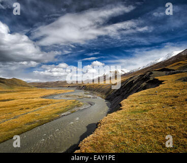 Rivières et cours d'eau sur le plateau tibétain, province de Qinghai, Chine Banque D'Images