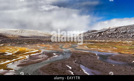 Rivières et cours d'eau sur le plateau tibétain, province de Qinghai, Chine Banque D'Images
