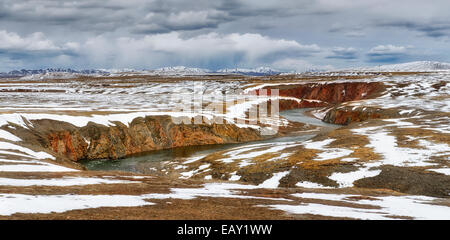 Rivières et cours d'eau sur le plateau tibétain, province de Qinghai, Chine Banque D'Images