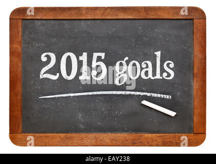 Objectifs 2015 sur un tableau noir ardoise vintage - Nouvelle année, résolutions ou plans concept Banque D'Images
