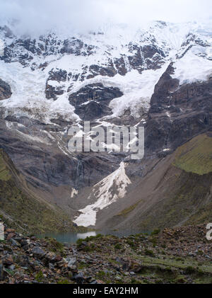 Lago humantay, le glacier humantay et montaña humantay, près de soraypampa, Pérou Banque D'Images