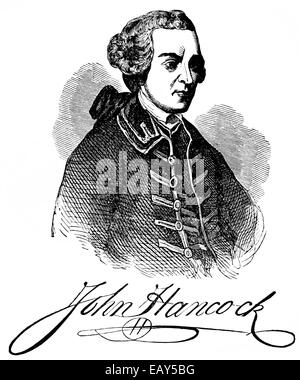 Portrait de John Hancock, 1736 - 1793, un homme d'affaires américain et l'un des dirigeants du soulèvement des 13 colonies contre Banque D'Images