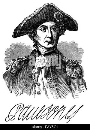 Portrait de John Paul Jones, 1747 - 1792, un marin écossais des États-Unis, un chasseur de la marine dans la révolution américaine, et Banque D'Images