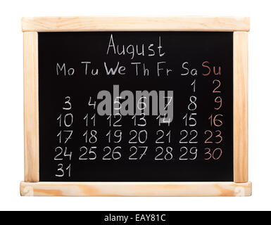 Calendrier de l'année 2015. En août. Semaine commence le lundi