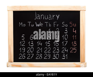 Calendrier de l'année 2015. Janvier. Semaine commence le lundi