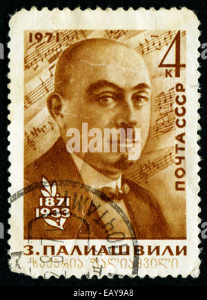 Urss - circa 1971 : timbres en URSS (Russie) montre portrait du compositeur géorgien - Paliashvili avec l'inscription 'Paliashvil Banque D'Images