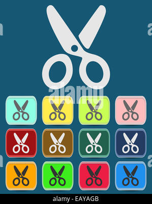 Icône ciseaux avec variations de couleur. Vector Banque D'Images