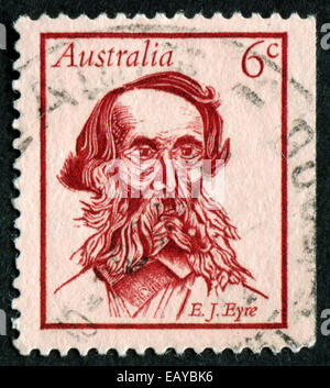 L'AUSTRALIE - circa 1970 : timbre imprimé en Australie montre Edward John Eyre, vers 1970 Banque D'Images