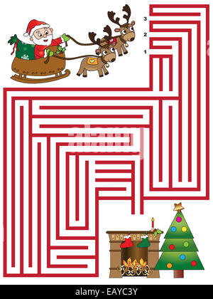 Jeu de Noël pour les enfants : maze Banque D'Images