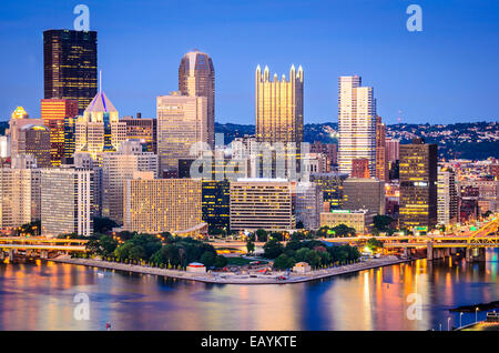 Pittsburgh, Pennsylvanie, USA sur le centre-ville. Banque D'Images