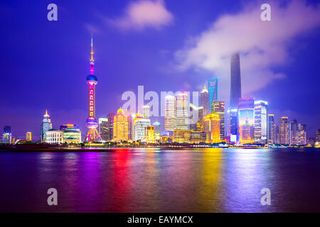 Shanghai, Chine sur les toits de la ville du Quartier Financier de Pudong. Banque D'Images