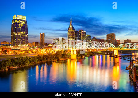 Nashville, Tennessee, USA Centre-ville sur la rivière Cumberland. Banque D'Images