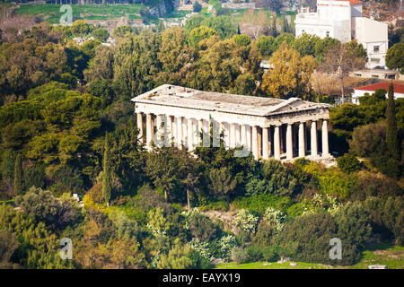 Temple d'Héphaïstos à Athènes Vue de dessus Banque D'Images