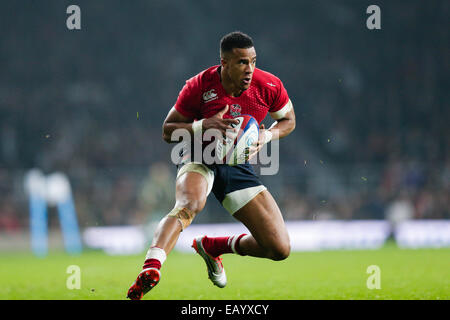 Londres, Royaume-Uni. 22 Nov, 2014. Internationaux de novembre. L'Angleterre contre les Samoa. Angleterre winger Anthony Watson en action : Action Crédit Plus Sport/Alamy Live News Banque D'Images